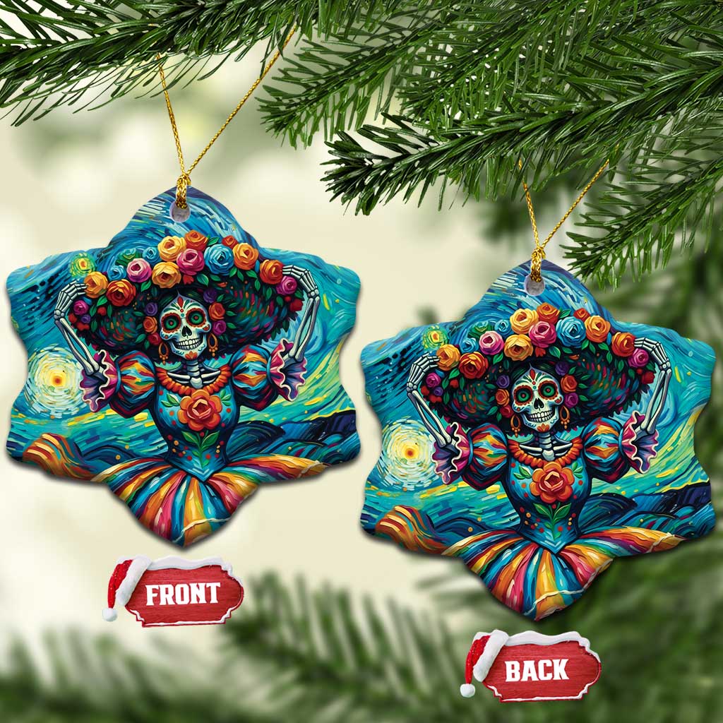 Día de los Muertos Ceramic Ornament A Swirl of Colors and Souls - Wonder Print Shop