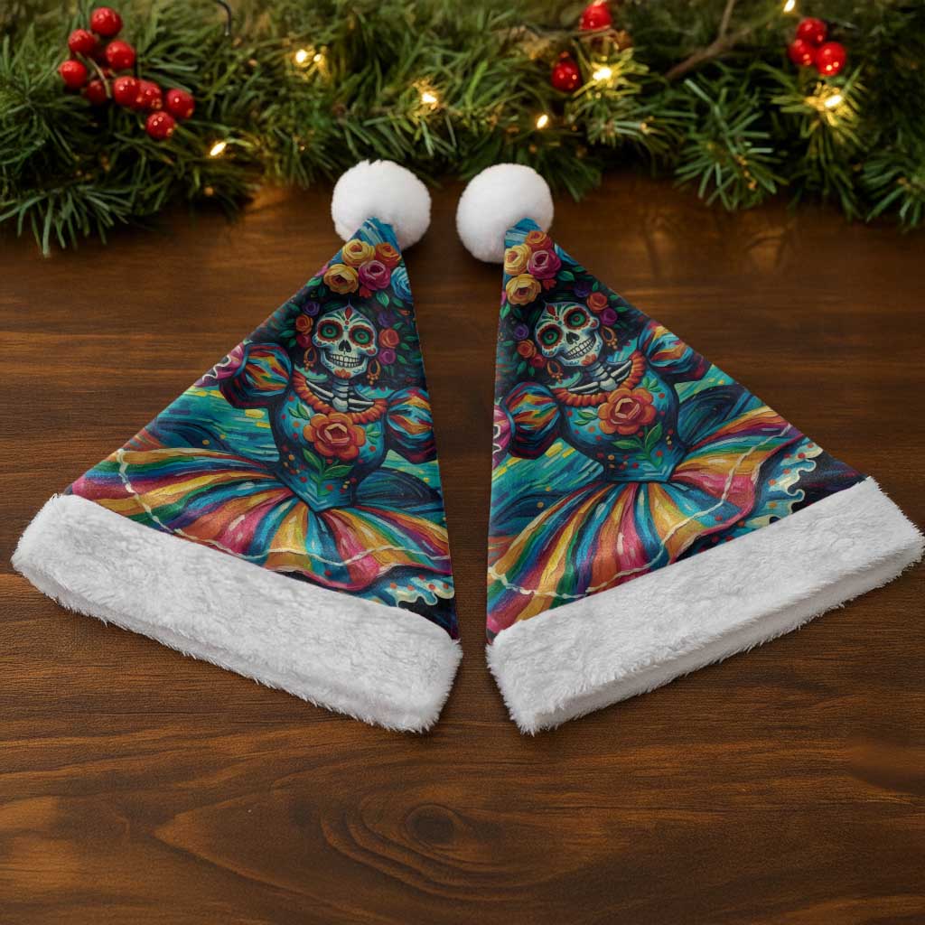 Día de los Muertos Christmas Santa Hat A Swirl of Colors and Souls - Wonder Print Shop