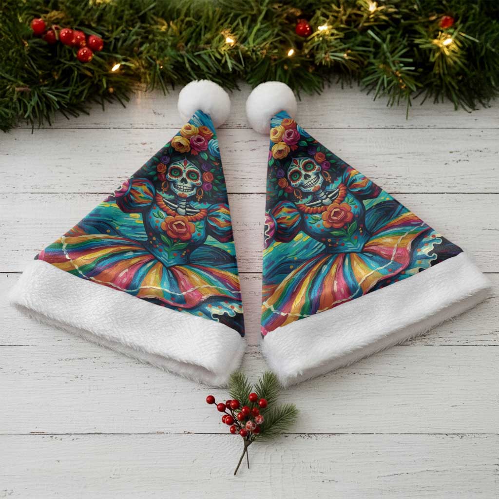 Día de los Muertos Christmas Santa Hat A Swirl of Colors and Souls - Wonder Print Shop