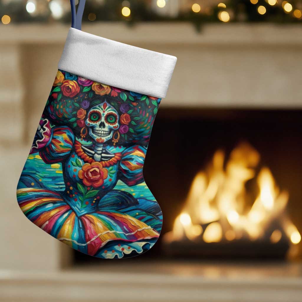 Día de los Muertos Christmas Stocking A Swirl of Colors and Souls - Wonder Print Shop