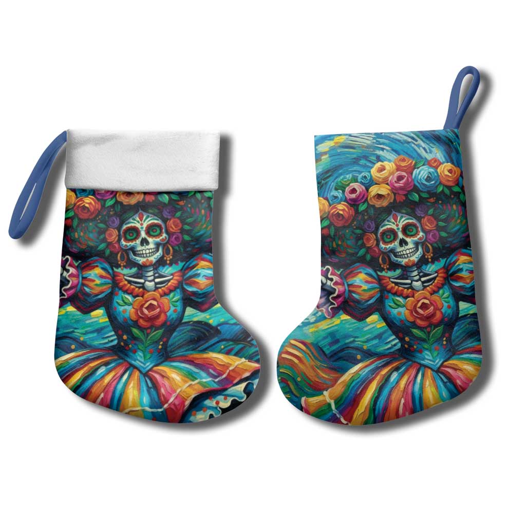 Día de los Muertos Christmas Stocking A Swirl of Colors and Souls - Wonder Print Shop