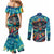 Día de los Muertos Couples Matching Mermaid Dress and Long Sleeve Button Shirt A Swirl of Colors and Souls - Wonder Print Shop