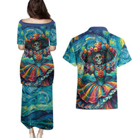 Día de los Muertos Couples Matching Puletasi and Hawaiian Shirt A Swirl of Colors and Souls - Wonder Print Shop