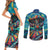 Día de los Muertos Couples Matching Short Sleeve Bodycon Dress and Long Sleeve Button Shirt A Swirl of Colors and Souls - Wonder Print Shop
