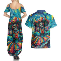 Día de los Muertos Couples Matching Summer Maxi Dress and Hawaiian Shirt A Swirl of Colors and Souls - Wonder Print Shop