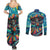 Día de los Muertos Couples Matching Summer Maxi Dress and Long Sleeve Button Shirt A Swirl of Colors and Souls - Wonder Print Shop
