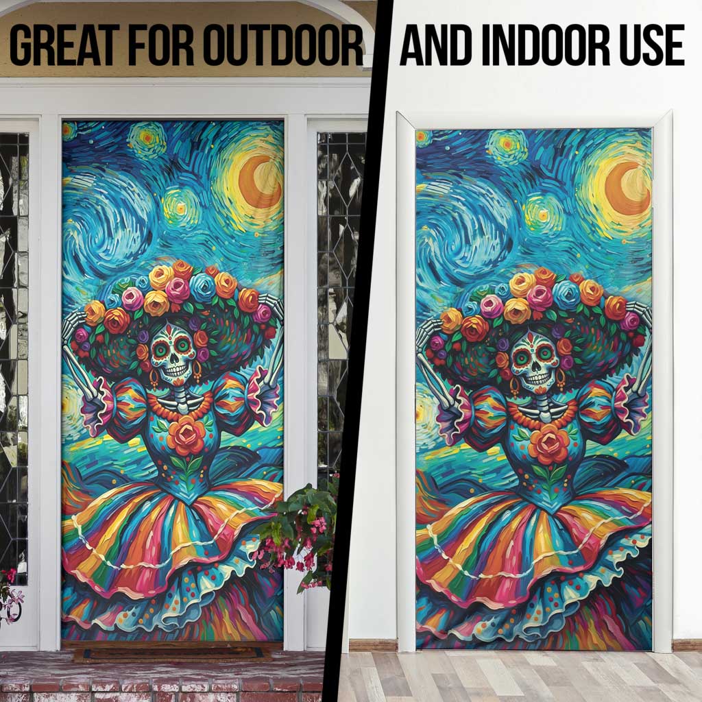 Día de los Muertos Door Cover A Swirl of Colors and Souls - Wonder Print Shop