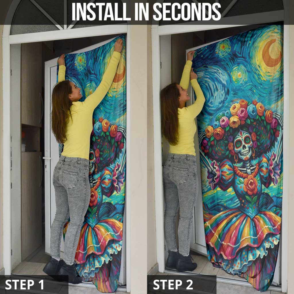 Día de los Muertos Door Cover A Swirl of Colors and Souls - Wonder Print Shop