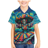 Día de los Muertos Family Matching Mermaid Dress and Hawaiian Shirt A Swirl of Colors and Souls - Wonder Print Shop