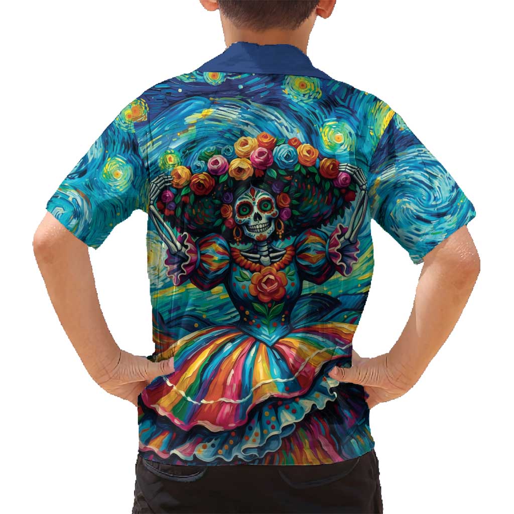 Día de los Muertos Family Matching Off Shoulder Maxi Dress and Hawaiian Shirt A Swirl of Colors and Souls - Wonder Print Shop
