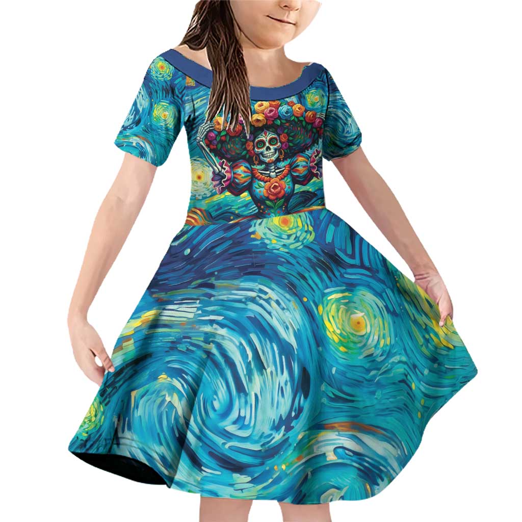 Día de los Muertos Family Matching Off Shoulder Short Dress and Hawaiian Shirt A Swirl of Colors and Souls - Wonder Print Shop