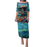 Día de los Muertos Family Matching Puletasi and Hawaiian Shirt A Swirl of Colors and Souls - Wonder Print Shop