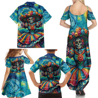 Día de los Muertos Family Matching Summer Maxi Dress and Hawaiian Shirt A Swirl of Colors and Souls - Wonder Print Shop
