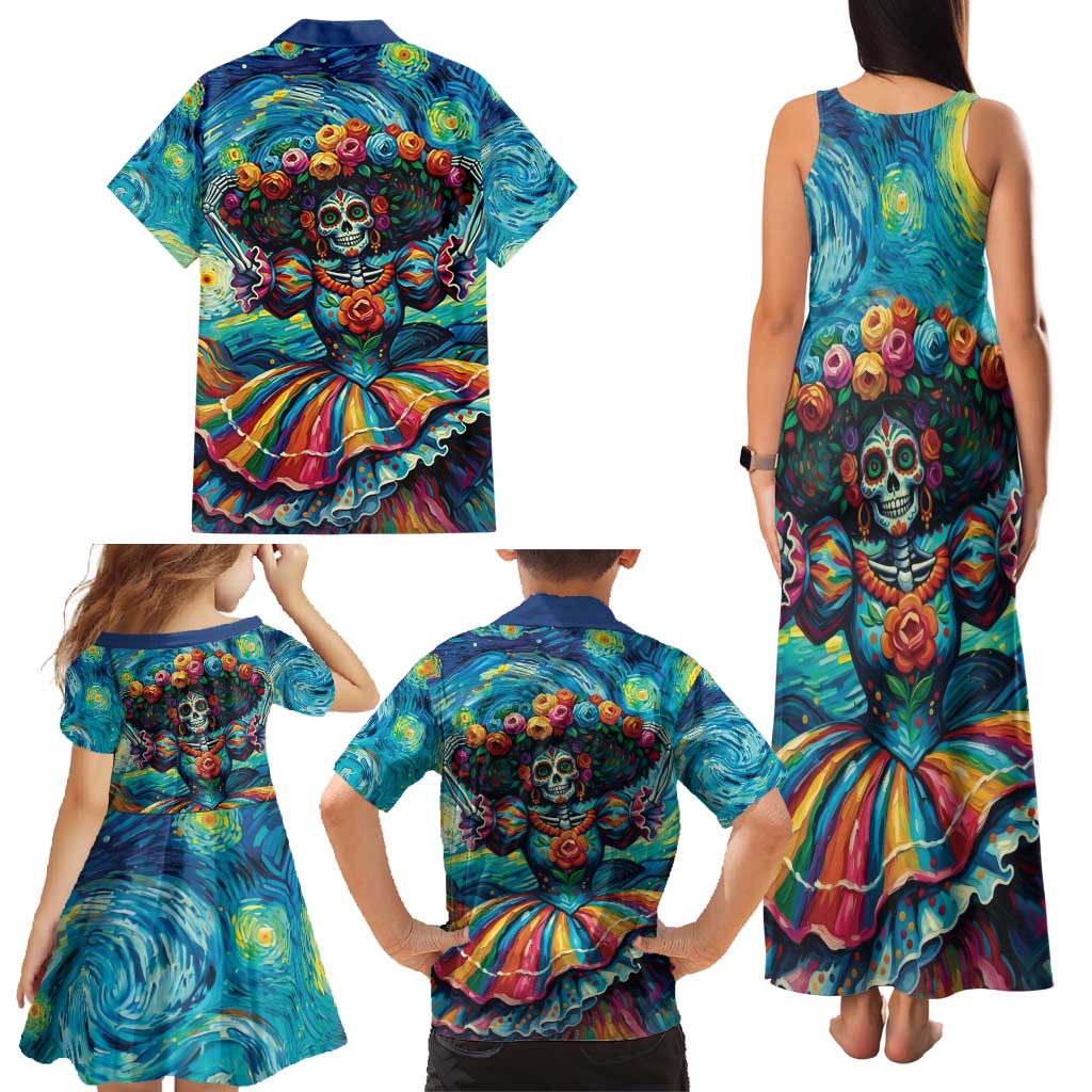 Día de los Muertos Family Matching Tank Maxi Dress and Hawaiian Shirt A Swirl of Colors and Souls - Wonder Print Shop