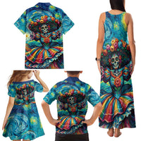 Día de los Muertos Family Matching Tank Maxi Dress and Hawaiian Shirt A Swirl of Colors and Souls - Wonder Print Shop