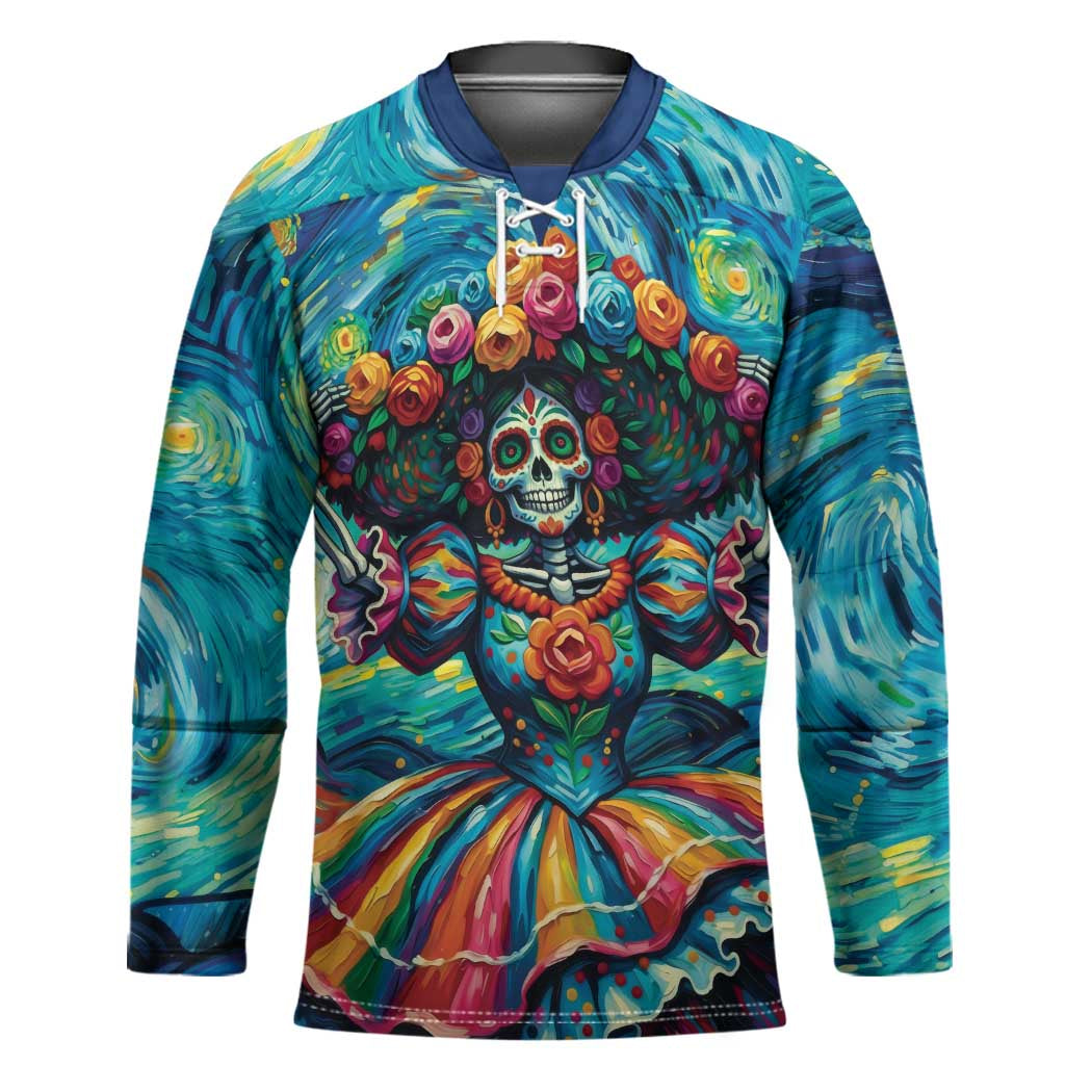 Día de los Muertos Hockey Jersey A Swirl of Colors and Souls - Wonder Print Shop
