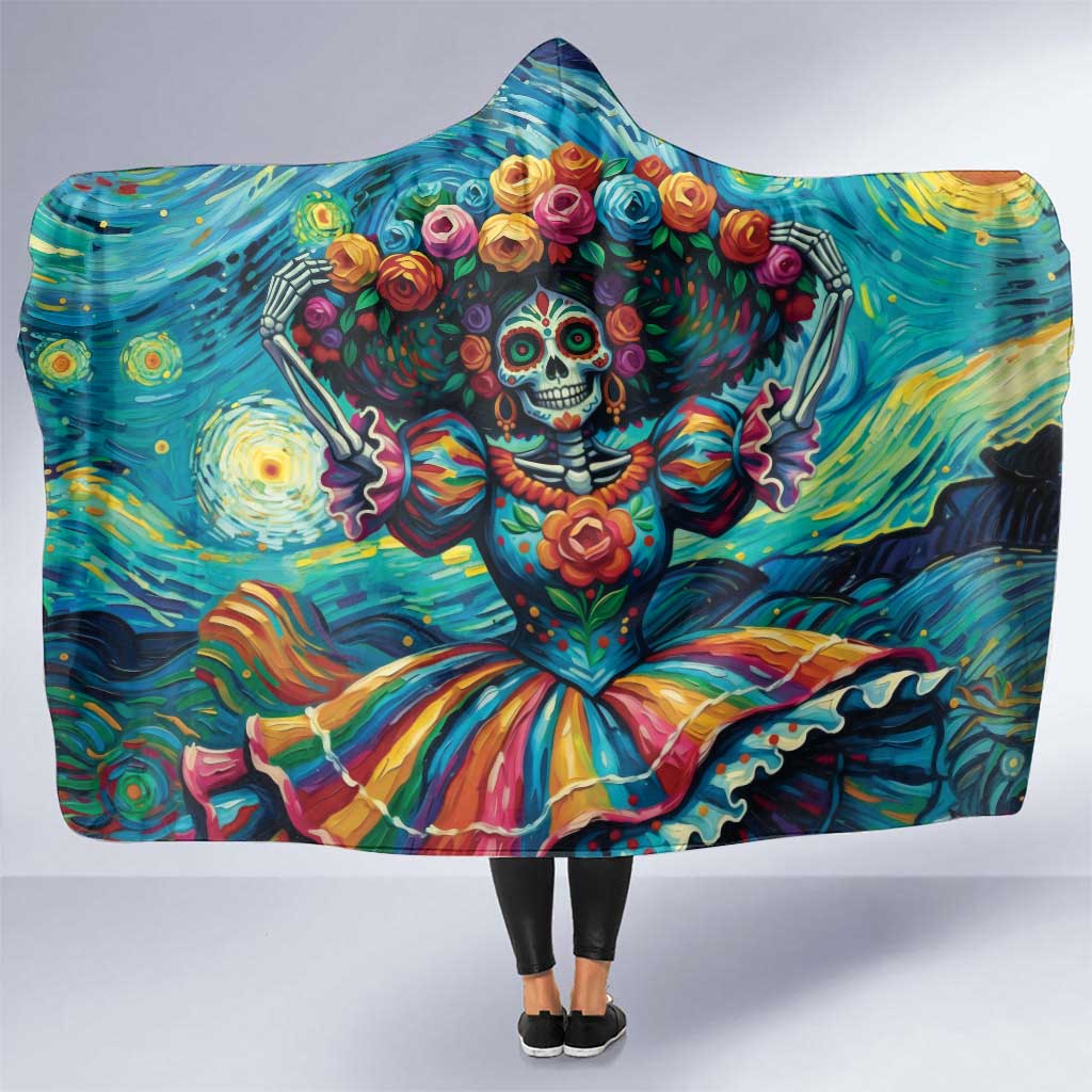 Día de los Muertos Hooded Blanket A Swirl of Colors and Souls - Wonder Print Shop
