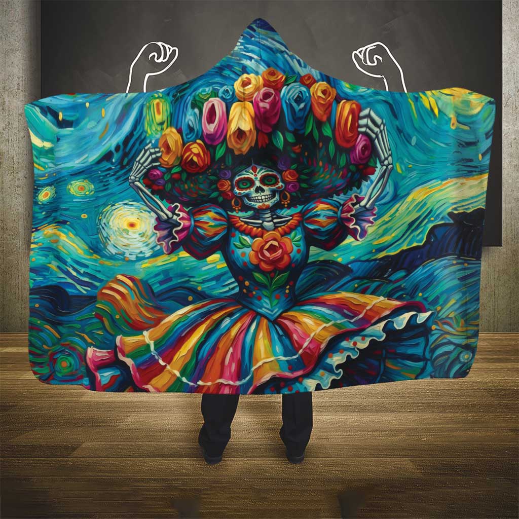 Día de los Muertos Hooded Blanket A Swirl of Colors and Souls - Wonder Print Shop