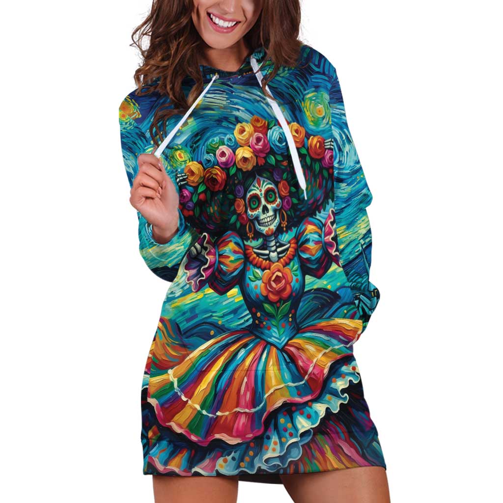 Día de los Muertos Hoodie Dress A Swirl of Colors and Souls - Wonder Print Shop