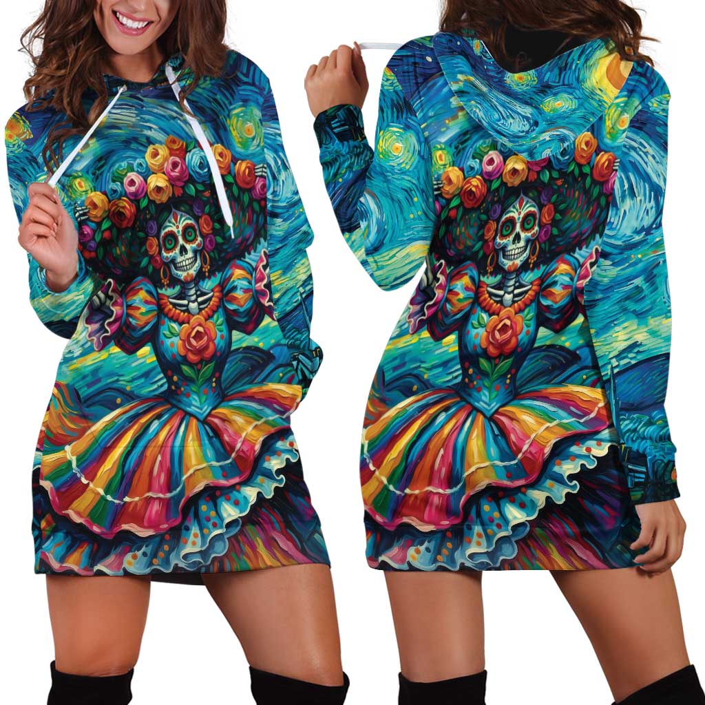 Día de los Muertos Hoodie Dress A Swirl of Colors and Souls - Wonder Print Shop