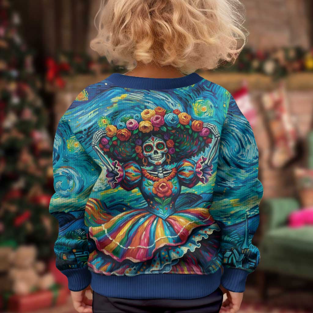 Día de los Muertos Kid Ugly Christmas Sweater A Swirl of Colors and Souls - Wonder Print Shop