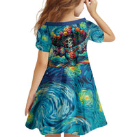 Día de los Muertos Kid Short Sleeve Dress A Swirl of Colors and Souls - Wonder Print Shop