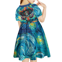Día de los Muertos Kid Short Sleeve Dress A Swirl of Colors and Souls - Wonder Print Shop