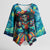 Día de los Muertos Kimono Sleeve Blouse A Swirl of Colors and Souls - Wonder Print Shop