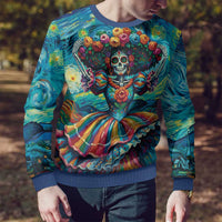 Día de los Muertos Ugly Christmas Sweater A Swirl of Colors and Souls - Wonder Print Shop