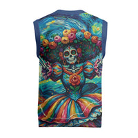Día de los Muertos Christmas Knitted V-Neck Vest A Swirl of Colors and Souls - Wonder Print Shop