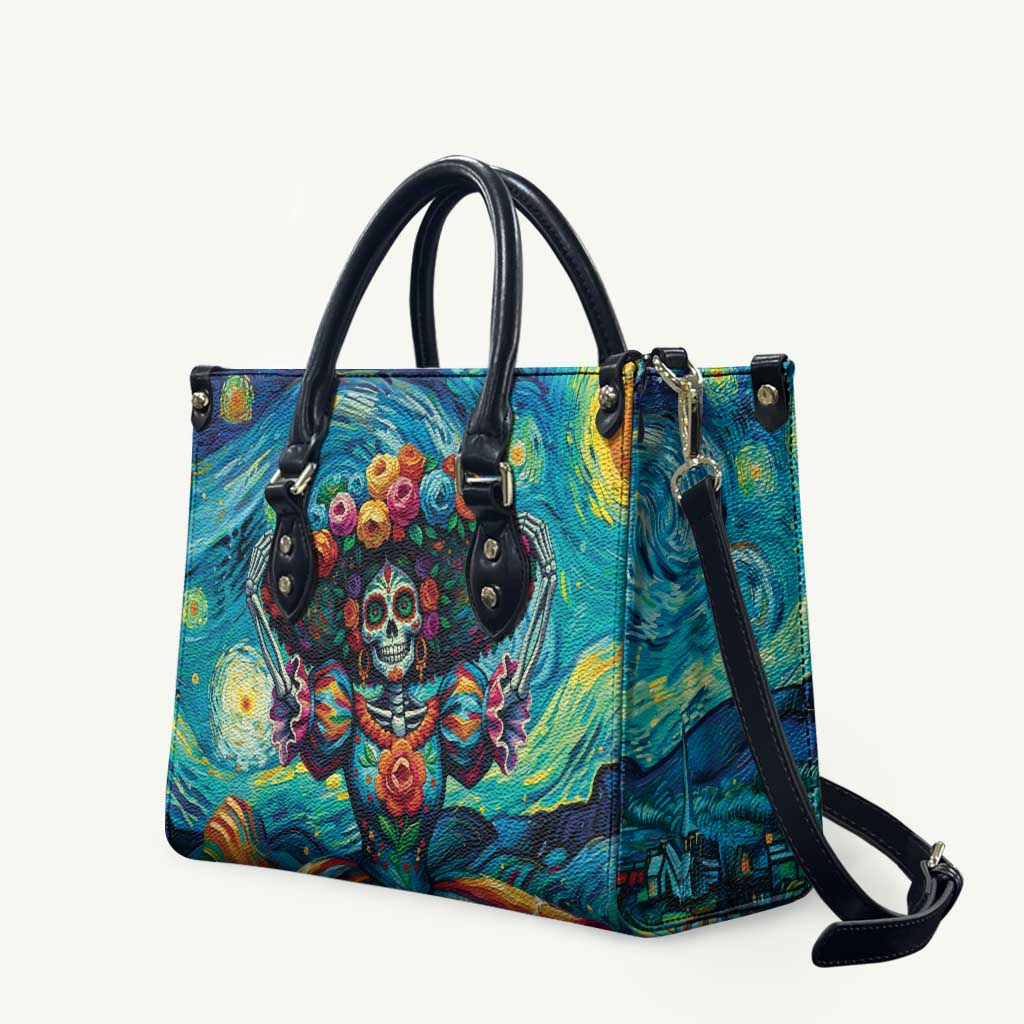 Día de los Muertos Leather Bag A Swirl of Colors and Souls - Wonder Print Shop