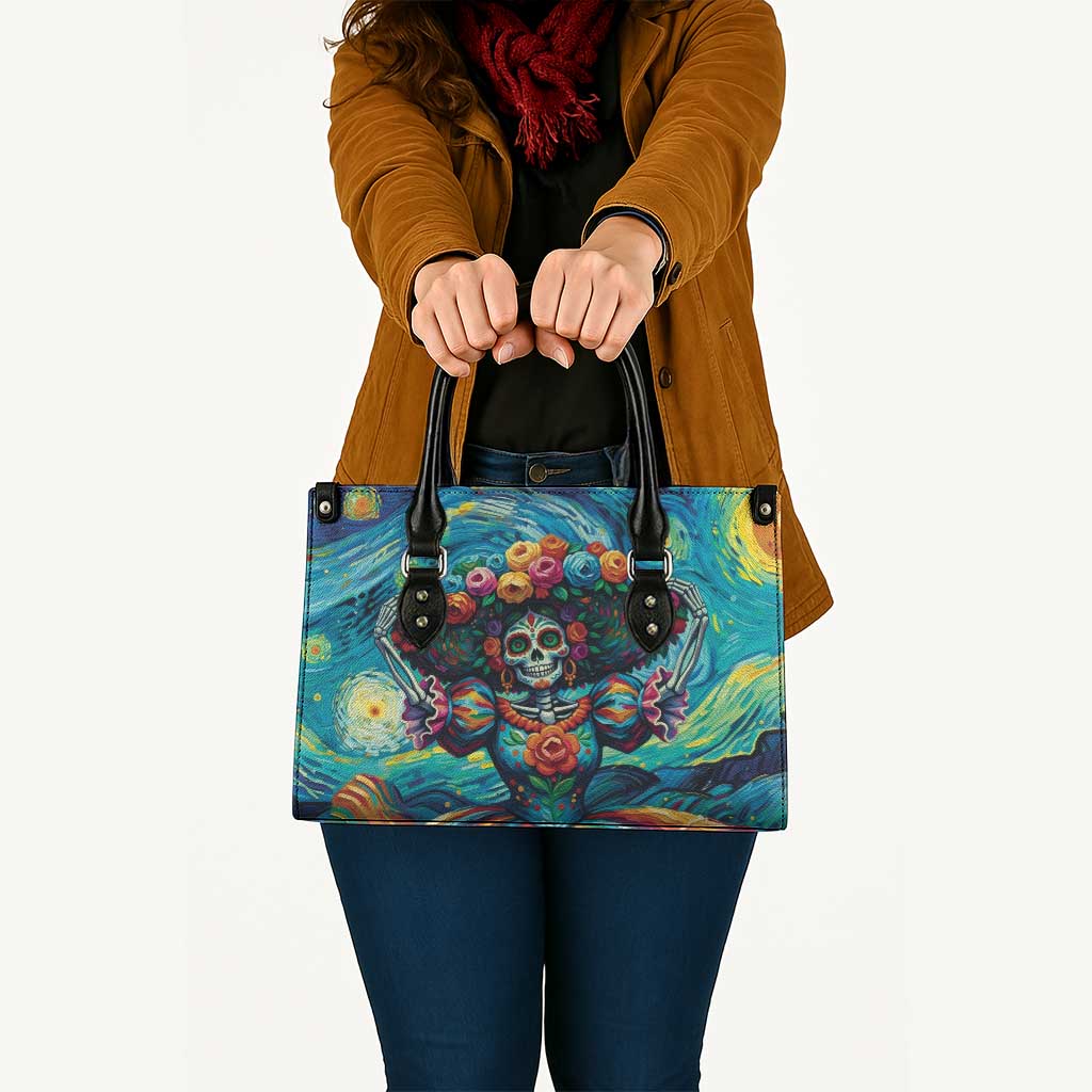 Día de los Muertos Leather Bag A Swirl of Colors and Souls - Wonder Print Shop