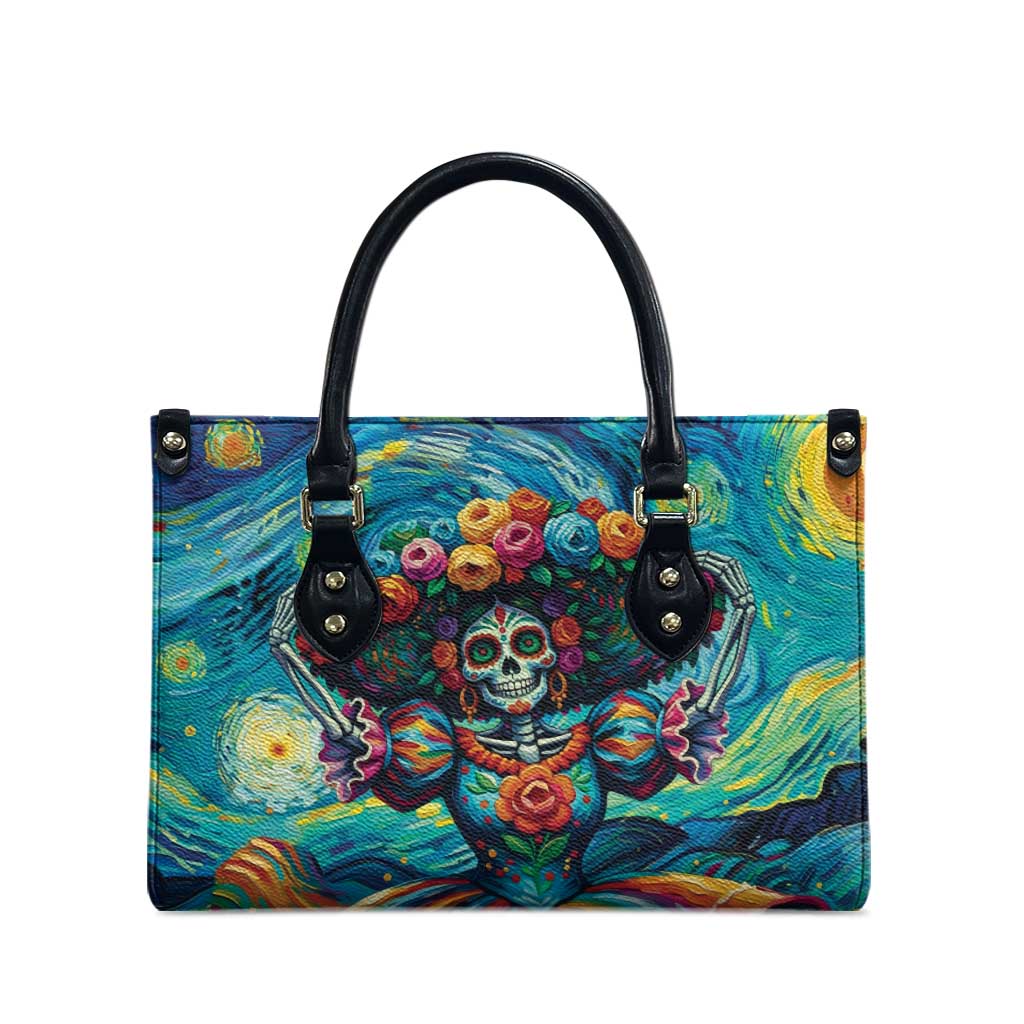 Día de los Muertos Leather Bag A Swirl of Colors and Souls - Wonder Print Shop