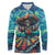 Día de los Muertos Long Sleeve Polo Shirt A Swirl of Colors and Souls - Wonder Print Shop