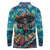 Día de los Muertos Long Sleeve Polo Shirt A Swirl of Colors and Souls - Wonder Print Shop
