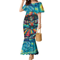 Día de los Muertos Mermaid Dress A Swirl of Colors and Souls - Wonder Print Shop