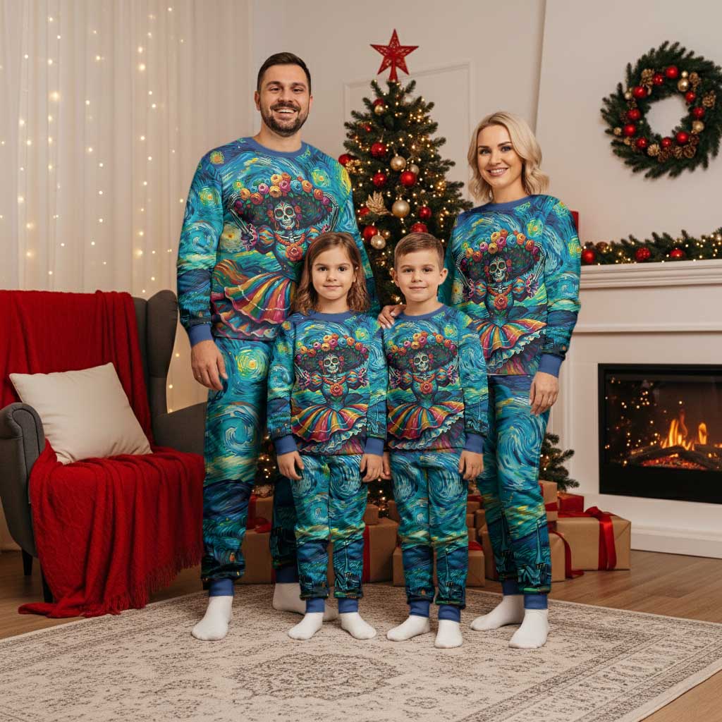 Día de los Muertos Christmas Pajama Set A Swirl of Colors and Souls - Wonder Print Shop