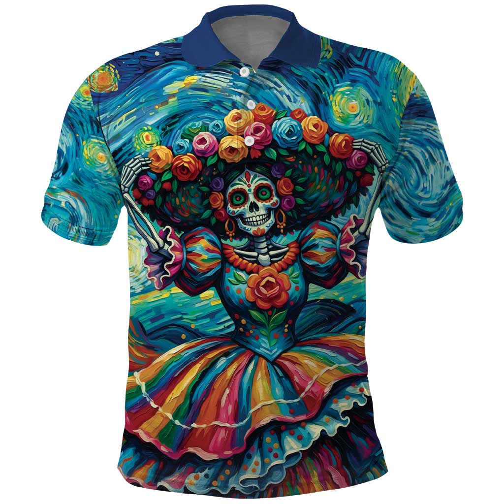 Día de los Muertos Polo Shirt A Swirl of Colors and Souls - Wonder Print Shop