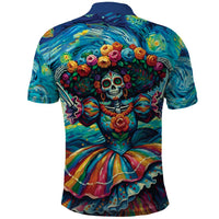Día de los Muertos Polo Shirt A Swirl of Colors and Souls - Wonder Print Shop