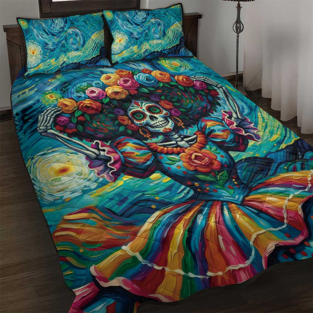 Día de los Muertos Quilt Bed Set A Swirl of Colors and Souls - Wonder Print Shop