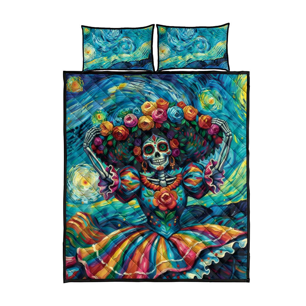 Día de los Muertos Quilt Bed Set A Swirl of Colors and Souls - Wonder Print Shop