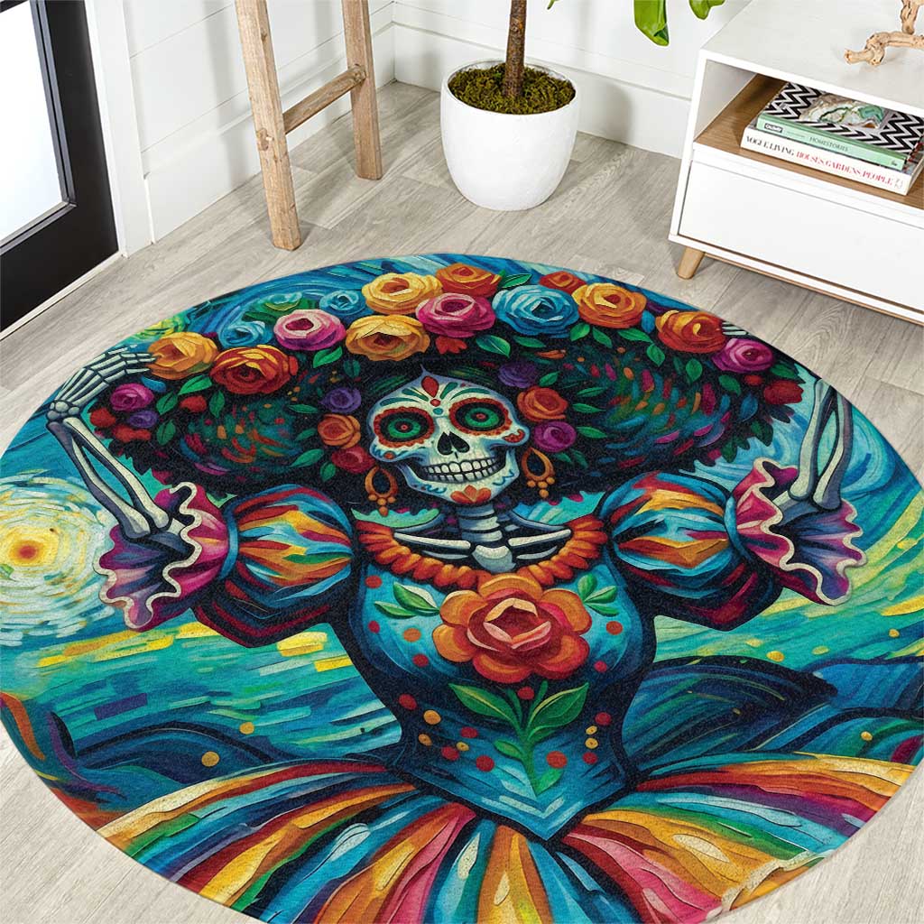 Día de los Muertos Round Carpet A Swirl of Colors and Souls - Wonder Print Shop