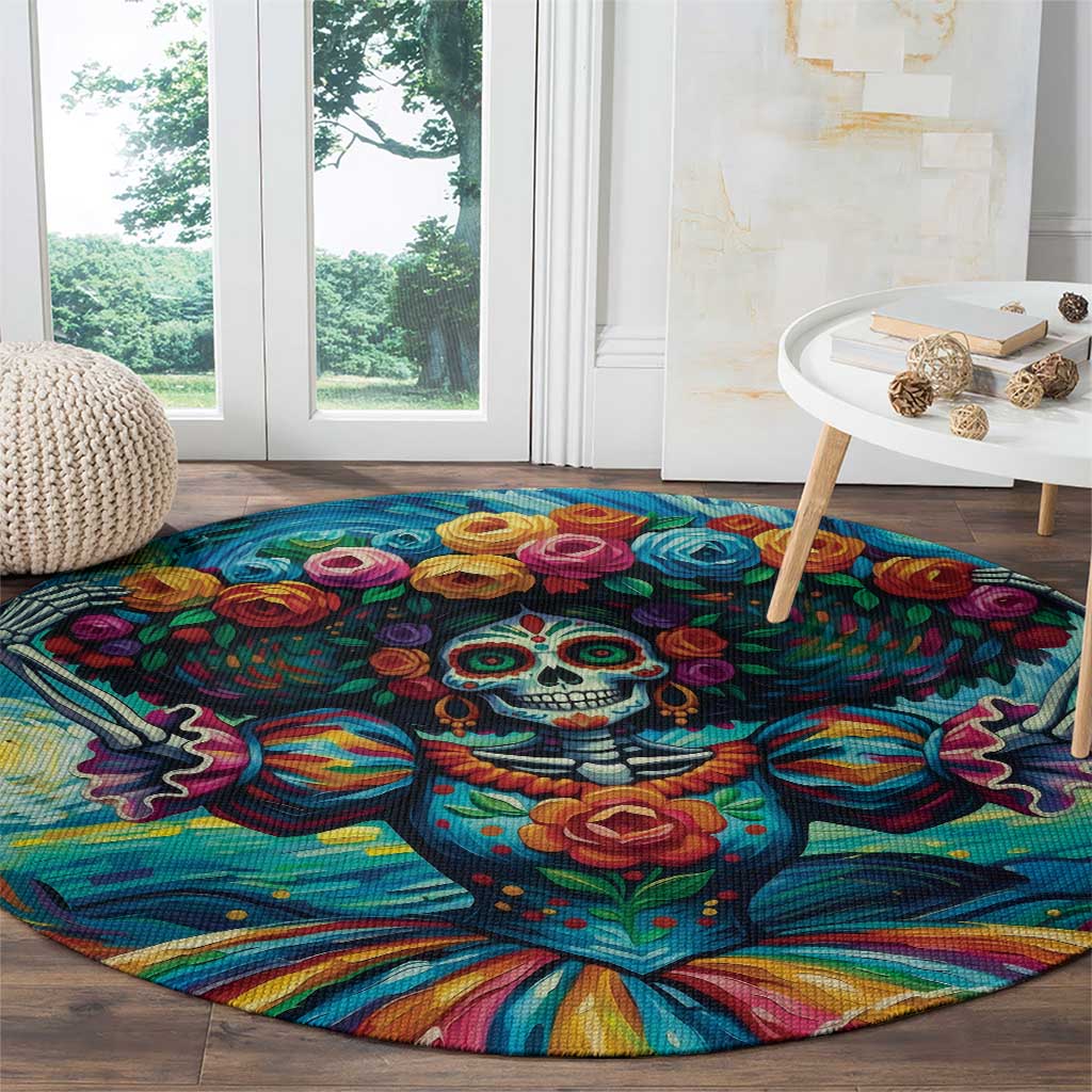 Día de los Muertos Round Carpet A Swirl of Colors and Souls - Wonder Print Shop