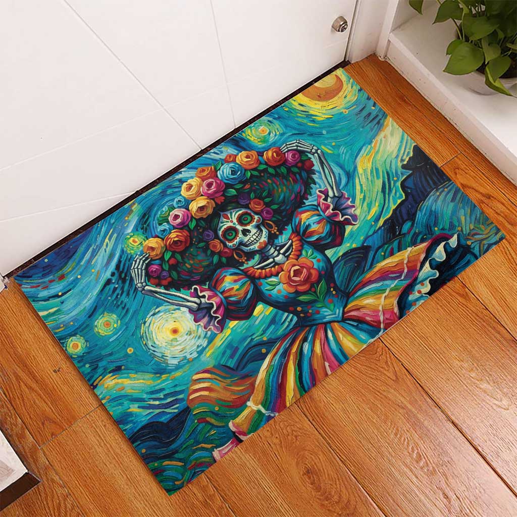 Día de los Muertos Rubber Doormat A Swirl of Colors and Souls - Wonder Print Shop