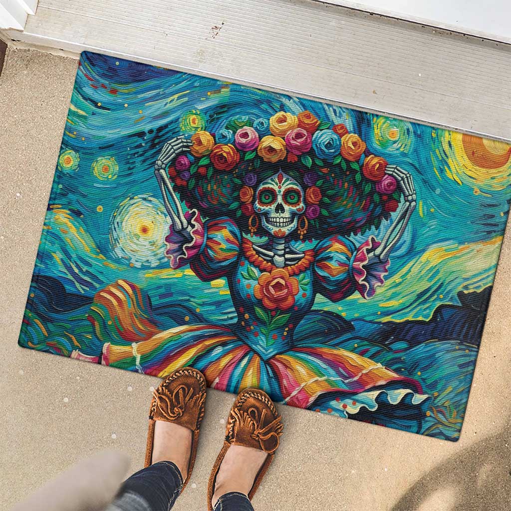 Día de los Muertos Rubber Doormat A Swirl of Colors and Souls - Wonder Print Shop