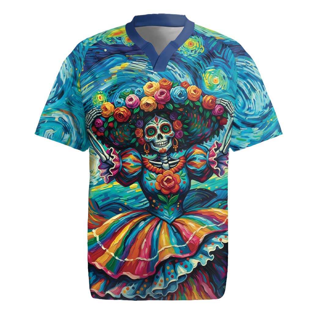 Día de los Muertos Rugby Jersey A Swirl of Colors and Souls - Wonder Print Shop