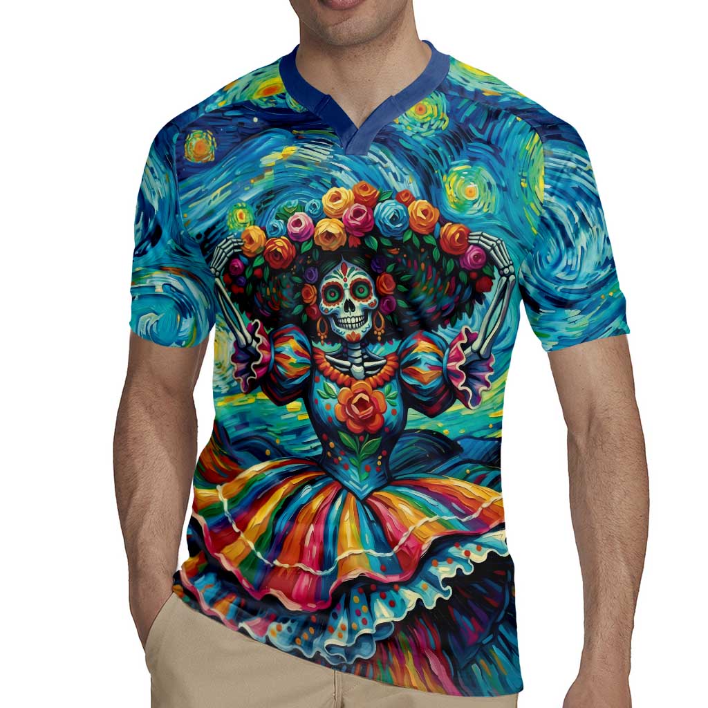 Día de los Muertos Rugby Jersey A Swirl of Colors and Souls - Wonder Print Shop