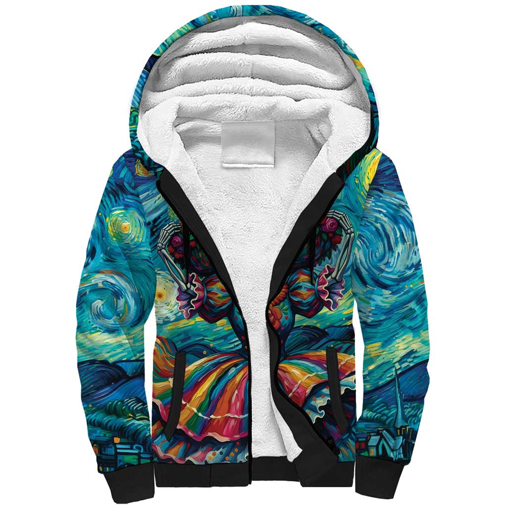 Día de los Muertos Sherpa Hoodie A Swirl of Colors and Souls - Wonder Print Shop