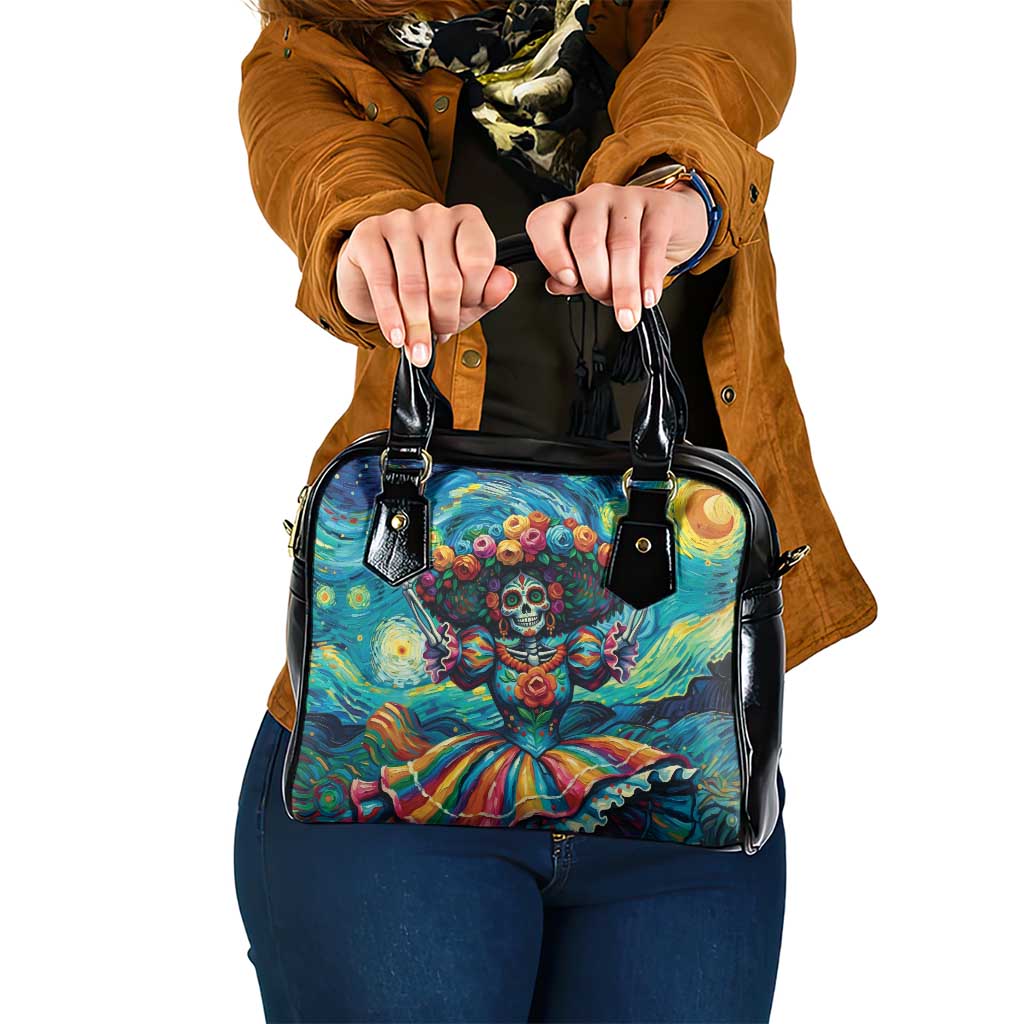 Día de los Muertos Shoulder Handbag A Swirl of Colors and Souls - Wonder Print Shop