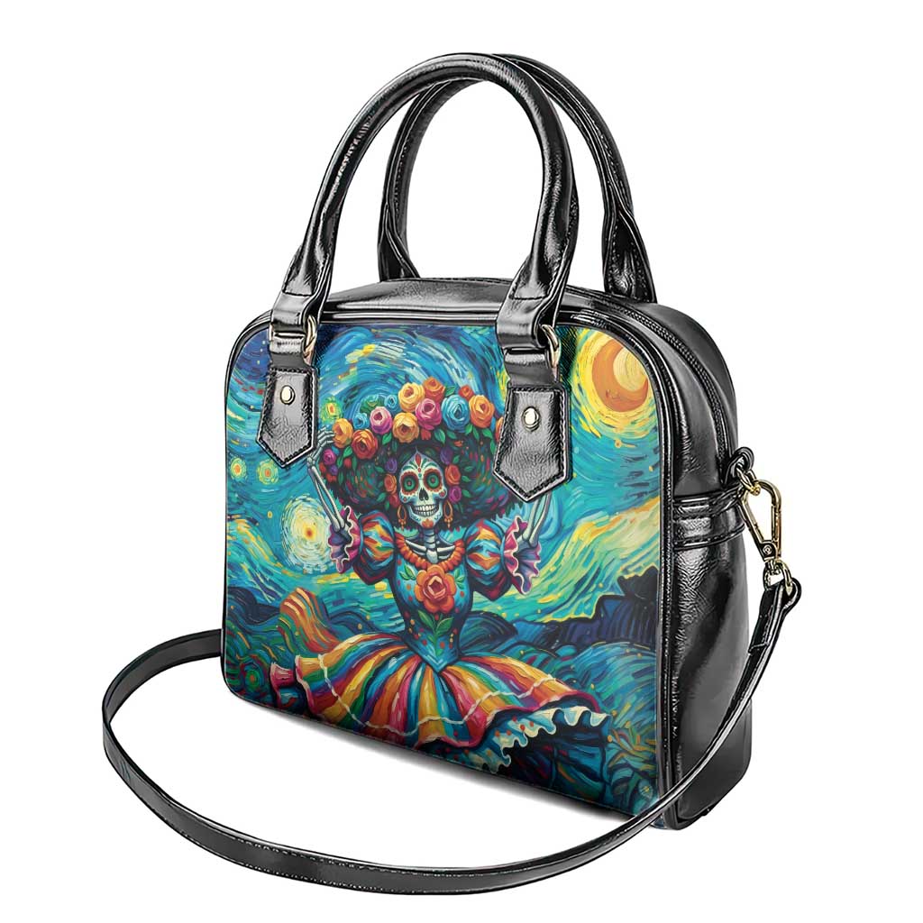 Día de los Muertos Shoulder Handbag A Swirl of Colors and Souls - Wonder Print Shop